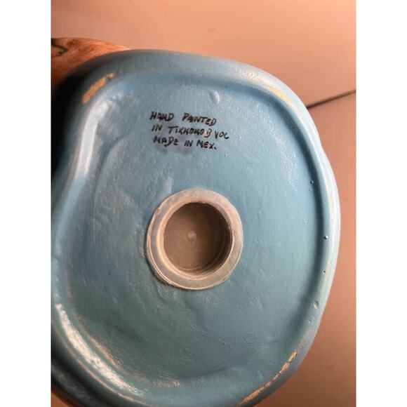 Talavera Folk Art Pottery Cat Bank Hand Painted Terracotta Artist Signed Mexico - Picture 4 of 4